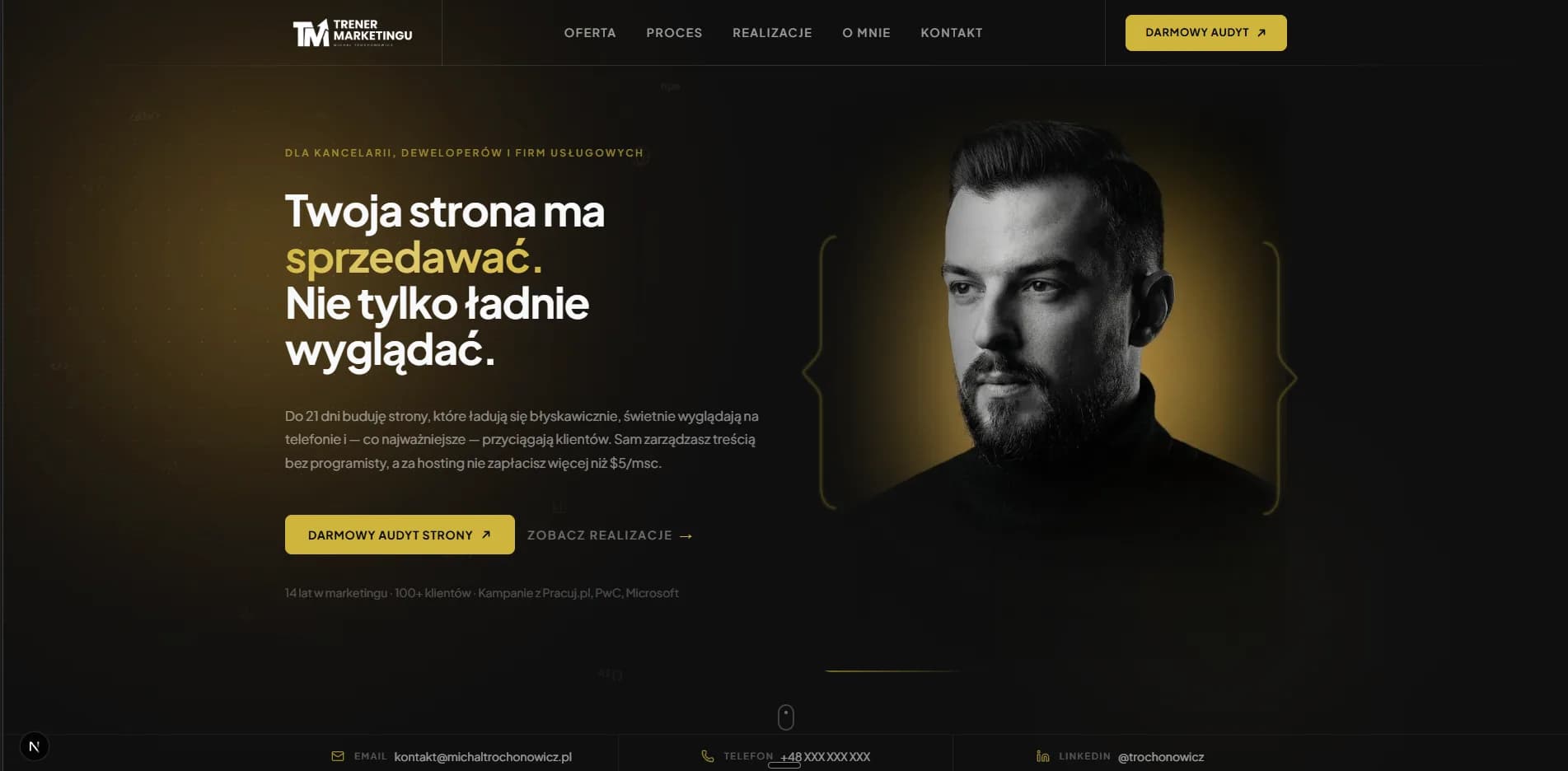 Zrzut ekranu strony Trener Marketingu